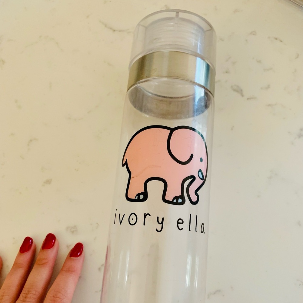 Ivory Ella Plastic water bottle with screw top
Pink elephant logo